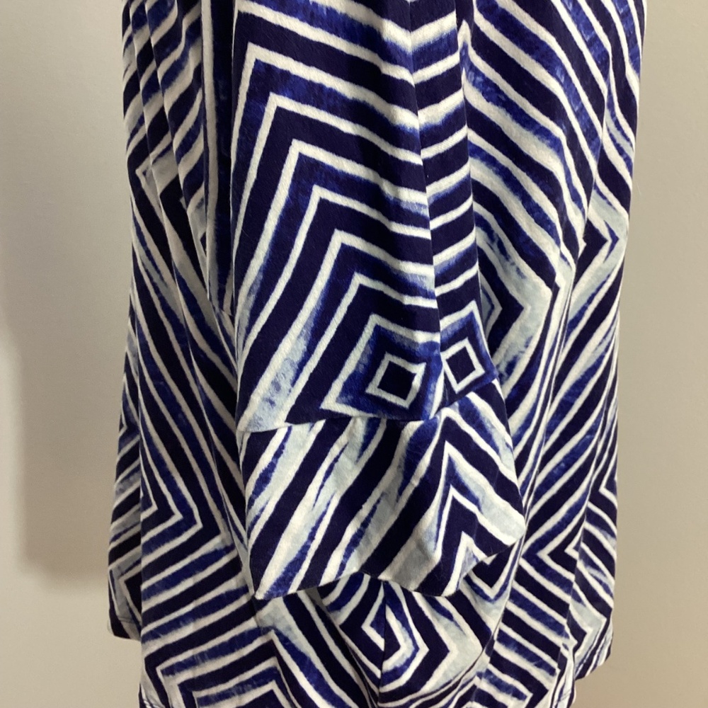 CHICO'S SIZE 3 (XL) JERSEY KNIT KIMONO TOP BLUE GEOMETRIC PRINT - Picture 5 of 10